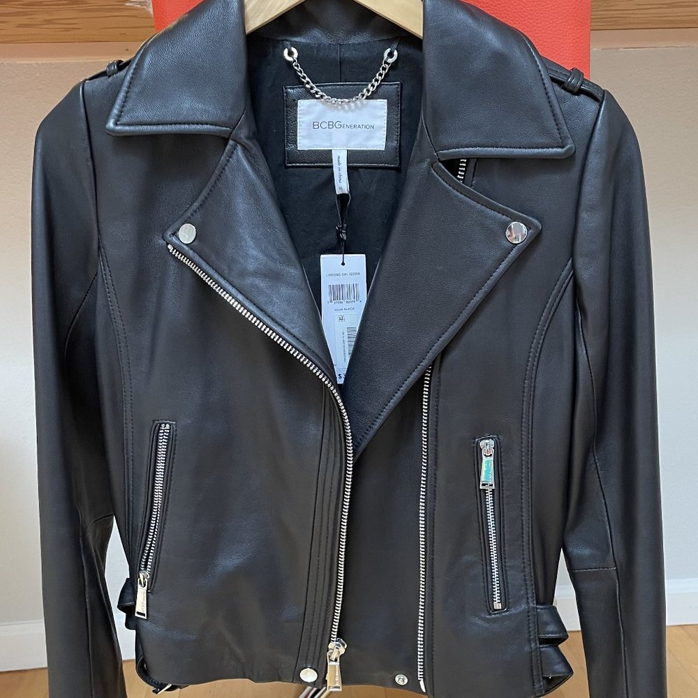 BCBGeneration leather Moto jacket, size XS (NEW)